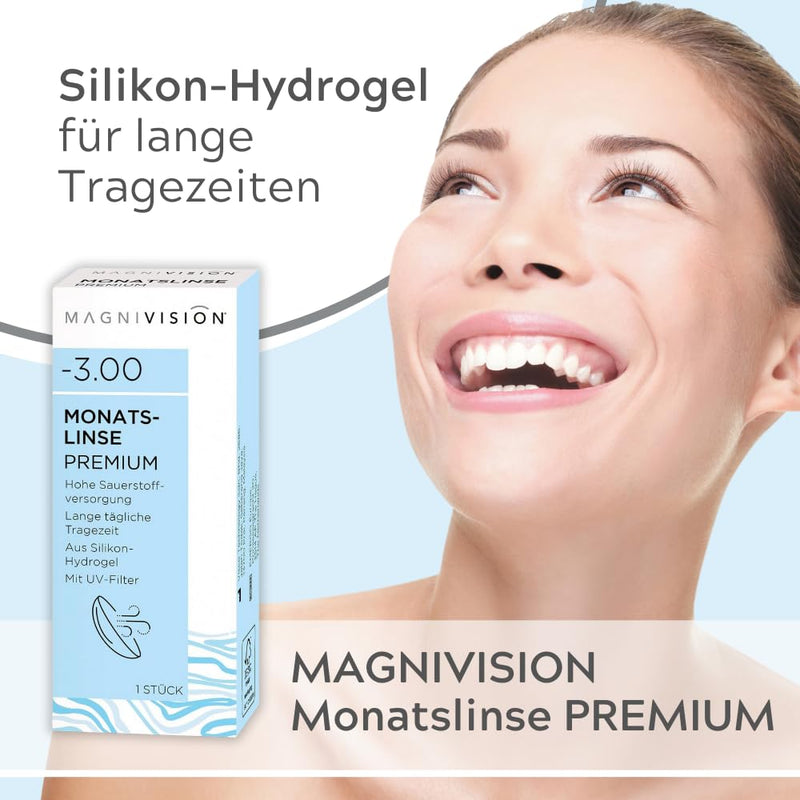 [Australia] - MAGNIVISION monthly lens premium, soft contact lenses for -2.75 diopters, contact lens with silicone hydrogel material and UV filter for long wearing times, without preservatives -2.75 diopters 