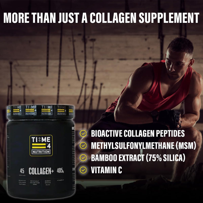 Time 4 Collagen + 45 Servings – Pure Hydrolysed Collagen Powder for Women & Men, MSM, Silica from Bamboo & Vitamin C – Collagen Protein Powder for Joint Care, Bones, Hair, Nails, Skin & Wrinkles