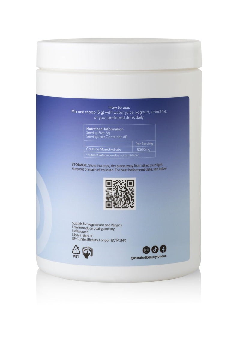 Inner Power Pure Creatine Monohydrate, 300g, 60 Servings, Women's Food Supplement, Fine 200 Mesh Powder, Unflavoured, Gluten and Dairy Free
