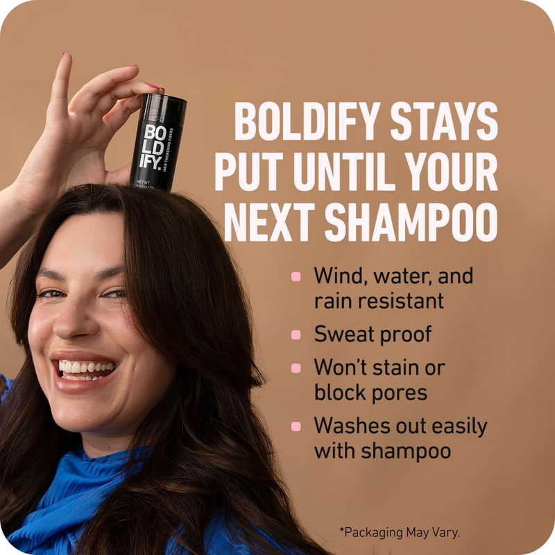 BOLDIFY Hair Fibers for Thinning Hair, for Women & Men, Dark Brown 28g | Instantly Fills Thinning & Fine Hair for a Fuller, Thicker Look - Thin Spot Cover Up - Hair Building Fibers & Hair Powder