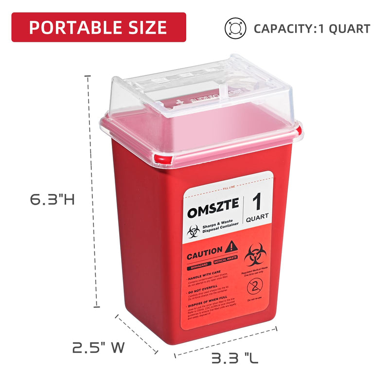 Sharps Container for Home Use, Needle Disposal Containers, Biohazard Containers, Syringe Disposal, Small Portable Container for Travel, Professional Sharp Waste Disposal 1Quart（1 Pack） 1 Pack - 1 Quart