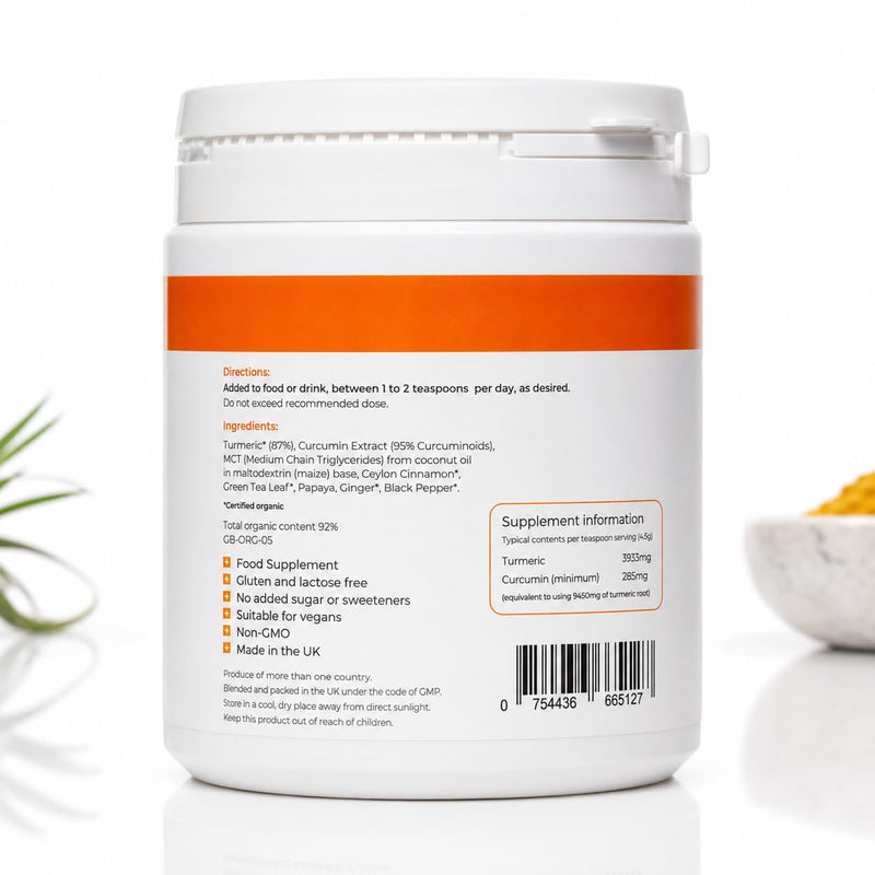 Turmeric Super [Blend] - Premium & Organic Turmeric (3933mg) Powder with 7 Active Ingredients - 330g(3 Month Supply) - Vegan - Non GMO - Gluten Free - GMP - Potent Antioxidant- UK Made