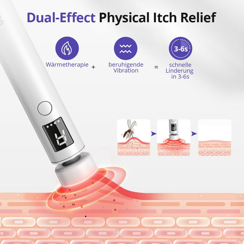 [Australia] - Ualans Electronic Itch Device, Anti-Itch Pen for Bites, Heat Pen Against Itching with Heating & Vibration Effect, Heat Pen with LCD & 3 Temperatures, Physics Anti-Itch Heat Pen 