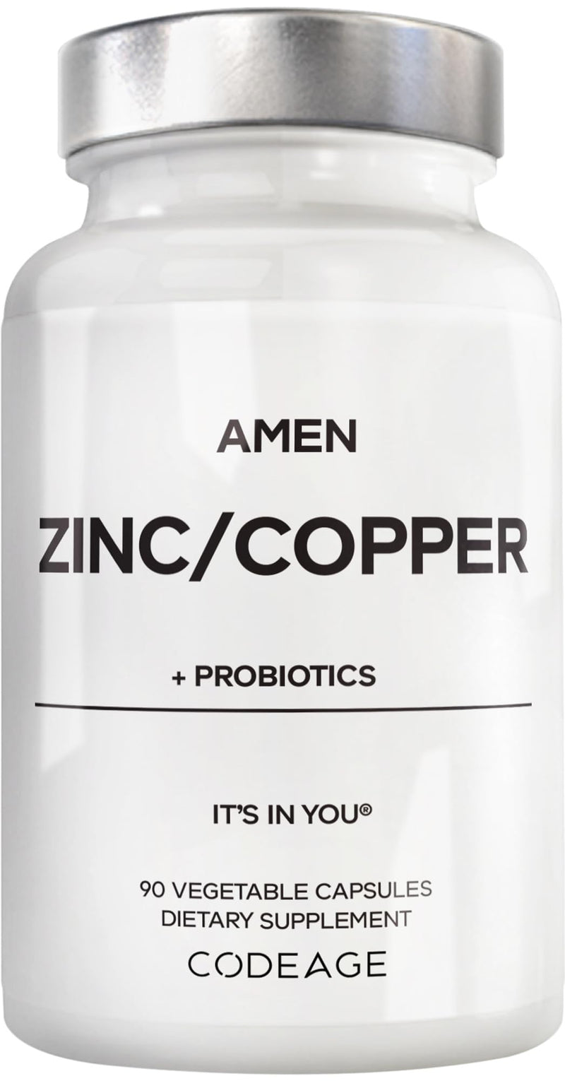 [Australia] - Amen Zinc & Copper Supplement + Probiotics, 3 Months Supply, One Per Day - 50 mg Zinc Picolinate Vitamin Pills - Essential Minerals Supplements ‚Äì 2 Billion CFUs Probiotic ‚Äì Vegan, Non-GMO, 90 Capsules 