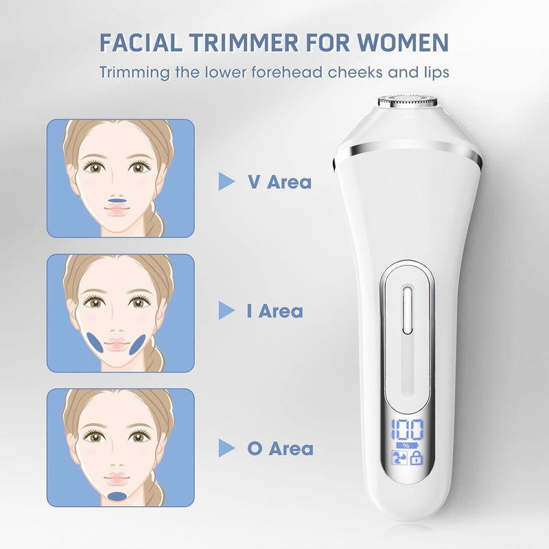 [Australia] - Electric Razors for Women Whole Body: 7 in 1 Hair Removal Kit，Rechargeable Body Shaver - Wet Dry Hair Remover - Trimmer for Lady Face Underarms Public White 