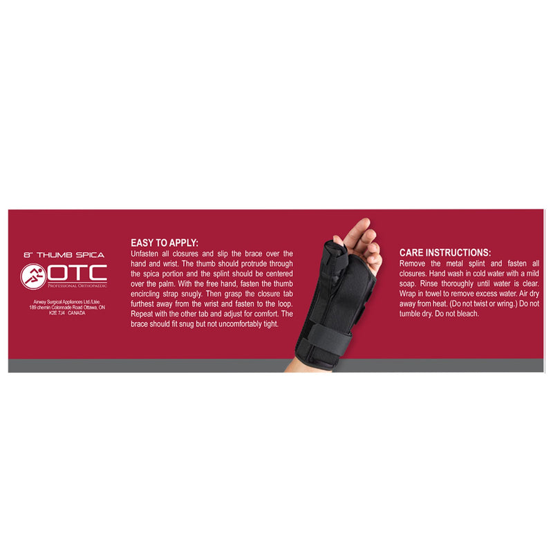 [Australia] - OTC OTC Wrist-Thumb Splint, 8-Inch Adult, Lightweight Breathable, Large Large (Pack of 1) 8 Inch (Right Hand) 