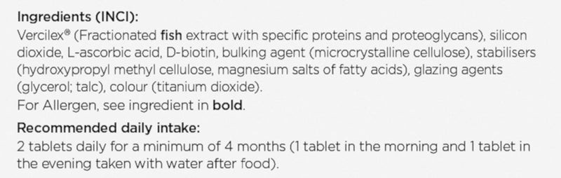 Active Skin Support Food Supplement with Vercilex, Vitamin C and biotin 60 Tablets (1 Month Supply)