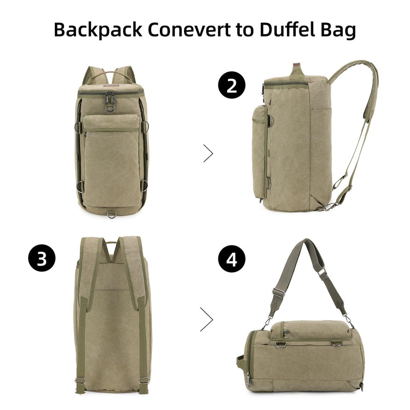 Travel Canvas Duffel Bag Garment Duffle Bag for Women Men Weekender to Backpack(Green) Green