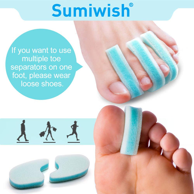 [Australia] - Foam Toe Separators, 10 Pack Breathable Toe Spacers, Reduce Friction and Relieve Corns Pain, Overlapping Toes Corrector - (Blue) Blue 