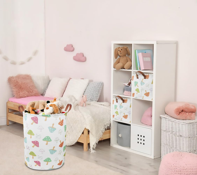 [Australia] - Rectangular Kids Toys Storage Basket,Waterproof Gift Basket,Room Decor,Toy Bins,Shelf Basket(Mushroom) Mushroom 
