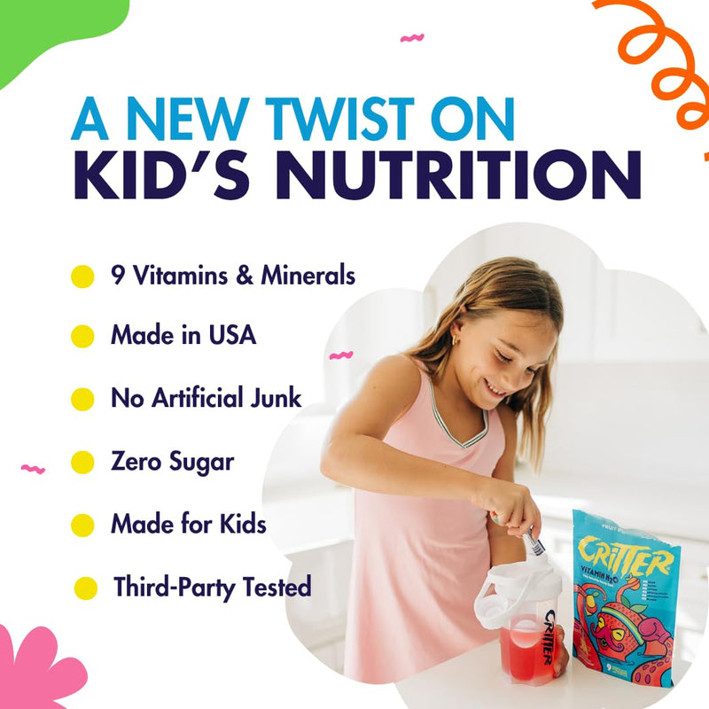 [Australia] - Critter Vitamin H2O ‚Äì Kids‚Äô Hydration & Multivitamin Drink Mix ‚Äì Electrolytes, Essential Vitamins, Delicious Natural Flavors ‚Äì 30 Single-Serve Packets 