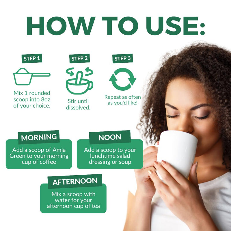 [Australia] - Amla Powder & Green Tea Superfood Supplement, 20x Ultra Concentrated Amla, Antioxidant Support, Made with Oolong Tea and Indian Gooseberries, Organic, Vegan, Classic Flavor, 30 Servings Amla Powder | 30 Servings 