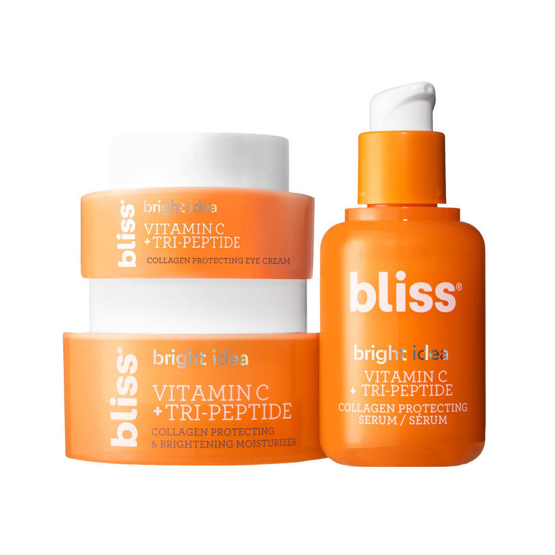 Bliss Glow Getter Vitamin C Brightening Skincare Kit - 3 Pc - Clean & Vegan Bright Idea Total Glow Kit