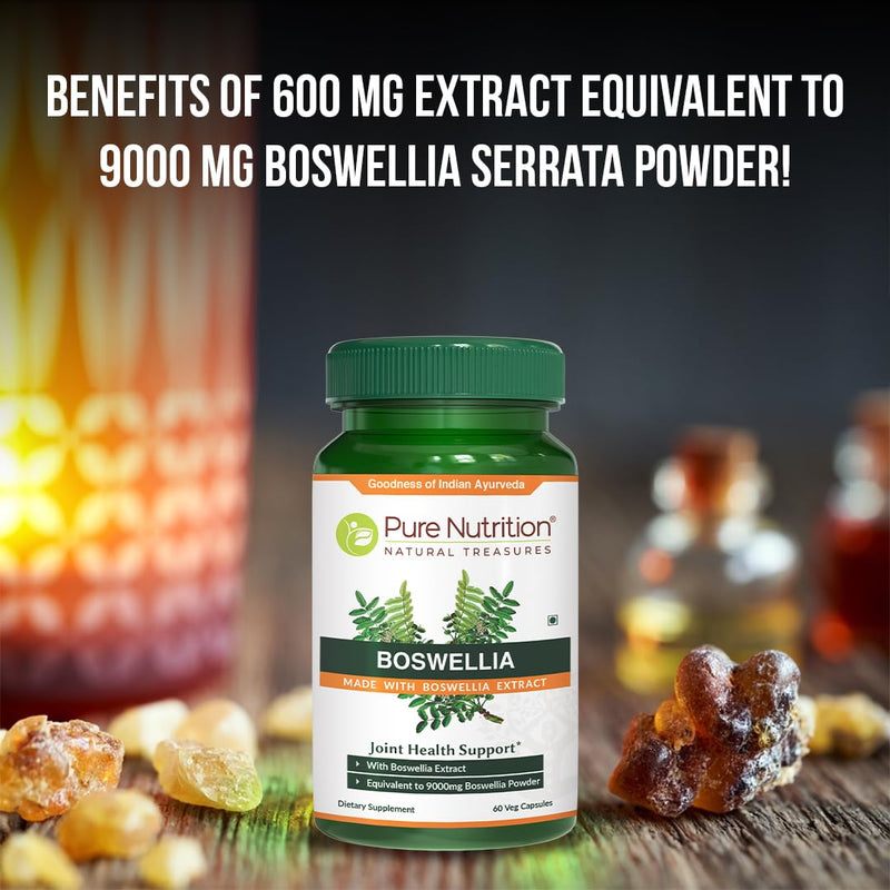 [Australia] - Pure Nutrition Boswellia Serrata Extract 600mg with 65% Boswellic Acids. (Equivalent to 9000mg Boswellia Powder) Non GMO | 60 Veg Caps. 60 Count (Pack of 1) 