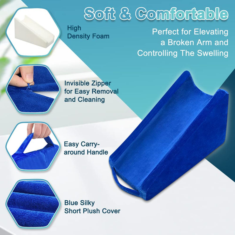 [Australia] - Arm Elevation Pillow Support Wedge Elevating Arm Medical Pillow Post Surgery Elevated Surgical Wedge Arm Pillows for Sleeping Elbow Therapy Wedge Foam Support Hand Elevator Broken Arm Wrist Recovery Blue 
