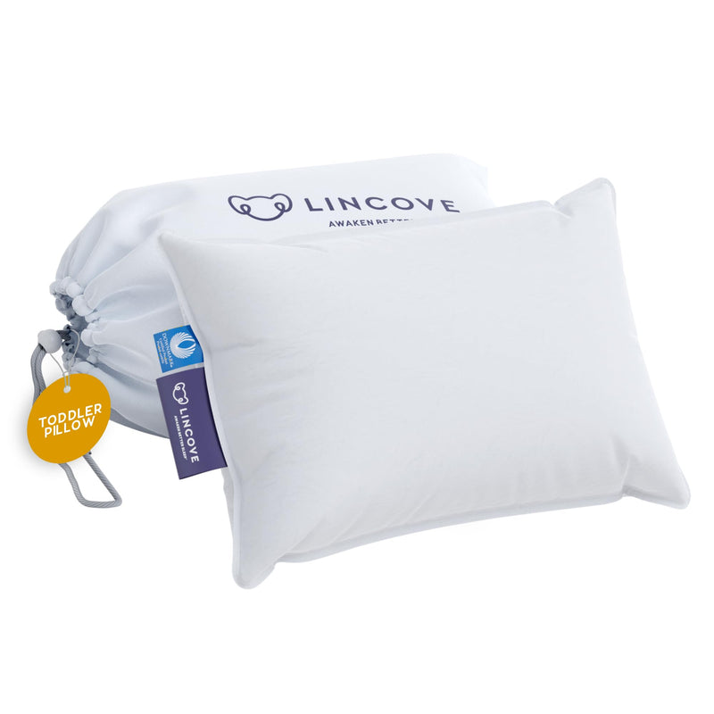 [Australia] - Lincove Canadian Down Toddler Pillow for Sleeping - Perfect for Kids Travel Pillow, Nap Time, Toddler Cot, Crib, Bed - 800 Fill Power, 100% Cotton Shell, 400 Thread Count (13 x 18) 13x18 