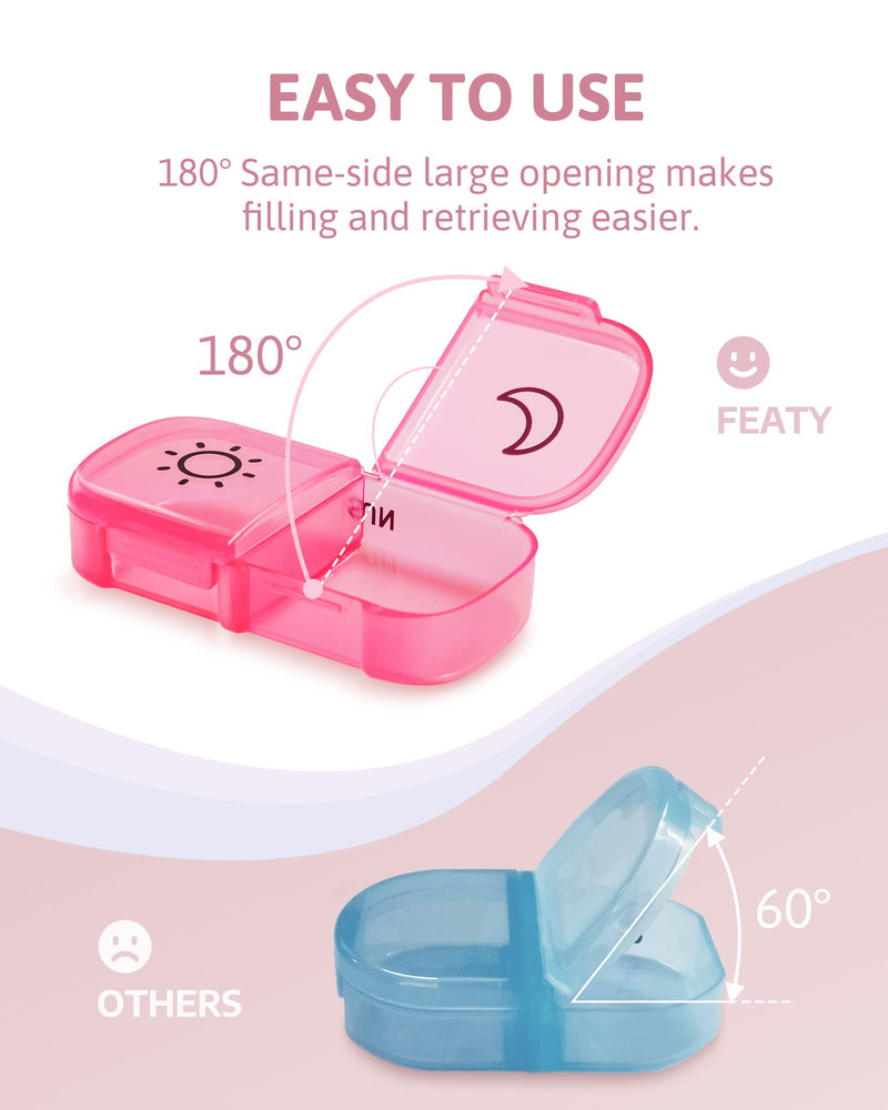 [Australia] - Weekly Pill Organizer 2 Times a Day with Same-Side Large Opening for Easy Filling & Retrieving, Color Tracking 7 Day AM PM Pill Box with Large BPA Free Pill Case for Vitamins, Fish Oils (Clear) 01-clear 