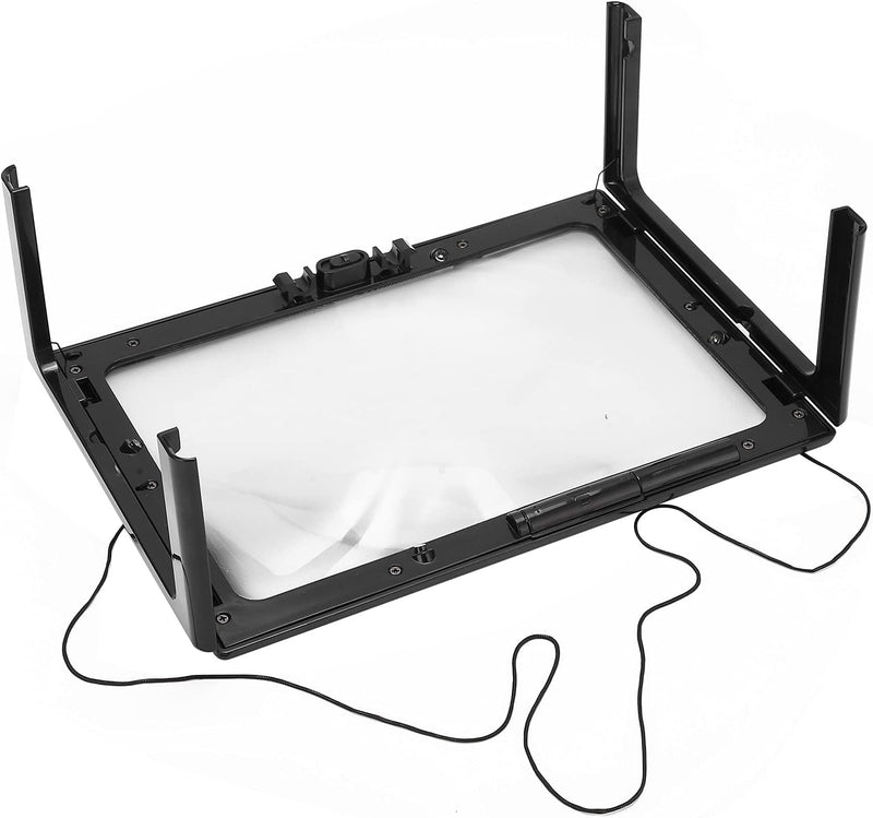 3X Large Full Page Magnifier with 12 LED Lights[Provide Evenly Lit Viewing Area], Foldable Flip-Out Legs, Dual Power Supply Modes- Ideal for Hands Free Reading, Low Vision, Seniors with Aging Eyes