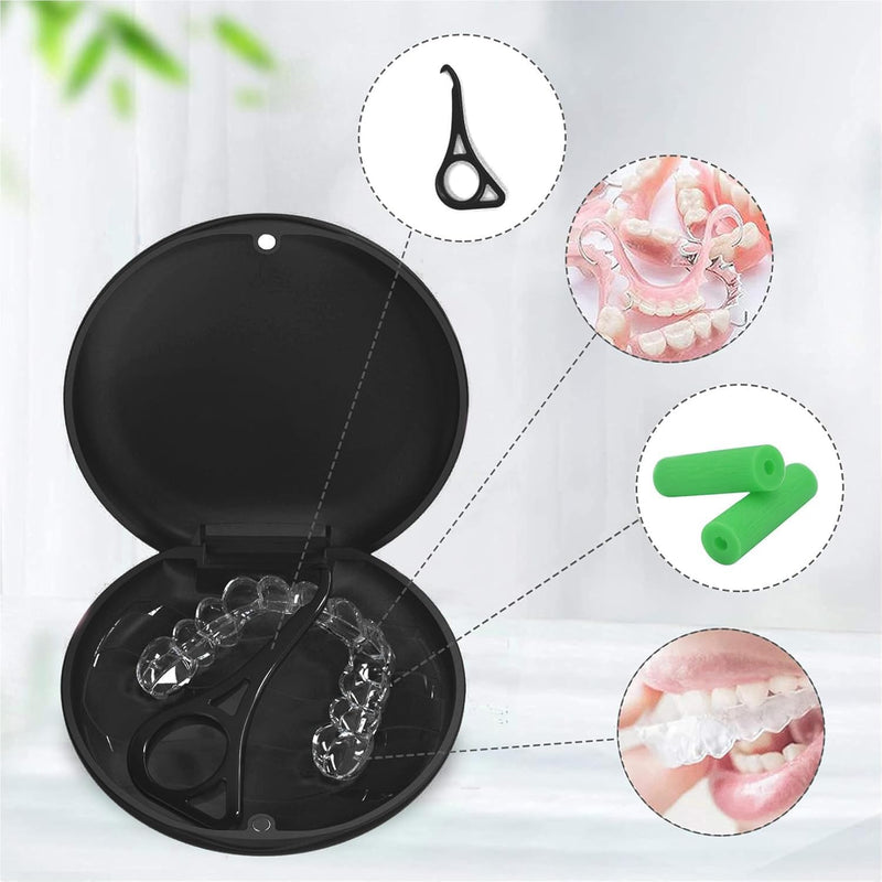[Australia] - Braces box, denture container, portable tooth splint box, tooth rescue box, denture box, denture box, for storing braces and dentures for adults and children (black) 