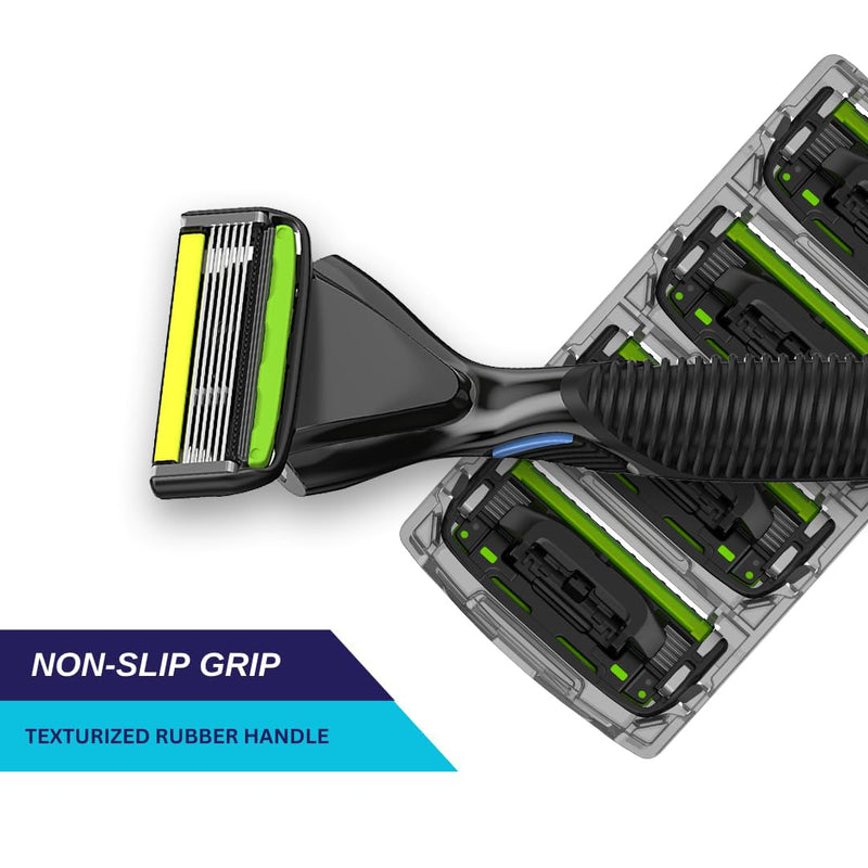 SWIPE Premium Men's 6-Blade Razor Kit (Flex Head Handle + 12 Refills) (No Trimmer) 13 Piece Set 12-Pack (with Handle)