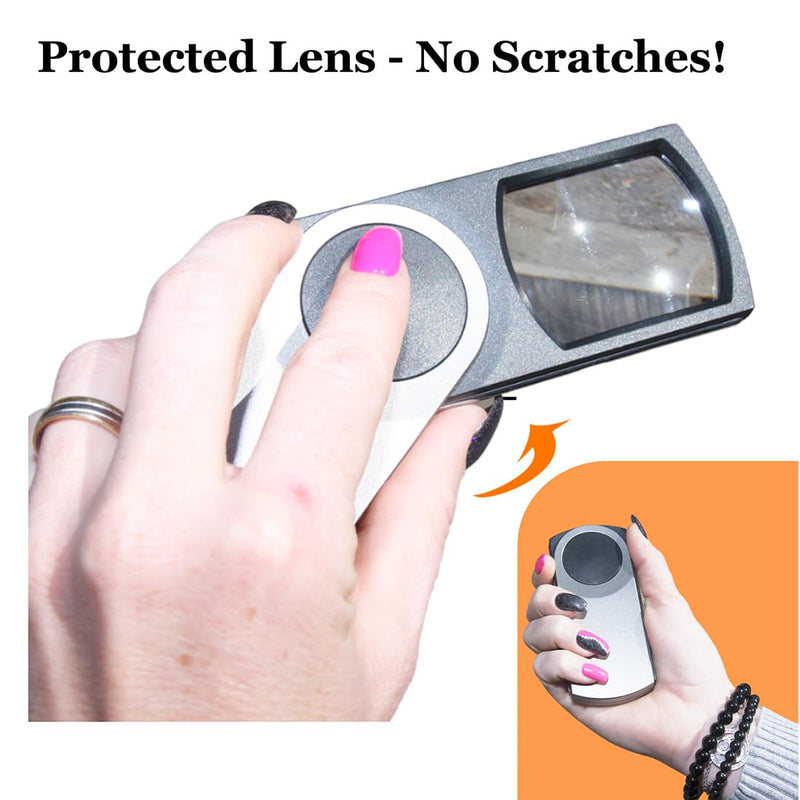 EasY Magnifier Small Reading Magnifying Glasses 3.0X with LED Light; Illuminated Square Loupe Glass ; Strong Jewellers Craft Loupe an Elderly Aids Gift Silver