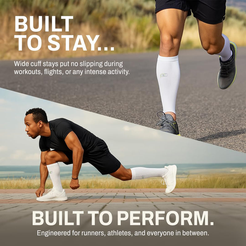 PRO Compression Calf Sleeve for Pain Relief | Calf Guard for Running, Cycling, Nurses, and Sports X-Small White