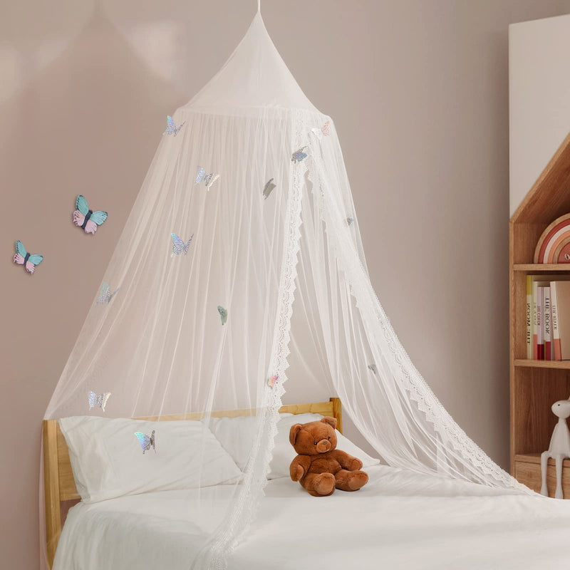 [Australia] - Kids Bed Canopy with Lace Hanging Canopy Net for Baby Crib Nook Castle Game Tent Nursery Play Room Decor (Butterfly) Butterfly 