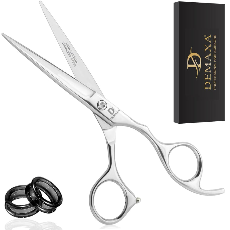 [Australia] - 6.5" Premium Hair Scissors Professionally Sharp Barber Shears - High Carbon Steel Hair Cutting Scissors with Smooth Sharp Edge Blades - Hair Trimming Shears for women Salon & Personal Use Silver Premium 