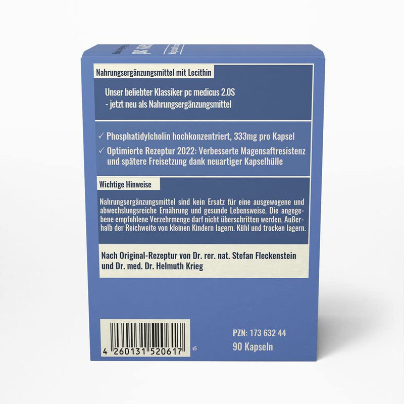 [Australia] - Dr.Fleckenstein PC medicus 2.0S, 83% phosphatidylcholine (soy lecithin), high dosage, enteric resistant, new as a dietary supplement, 90 capsules 