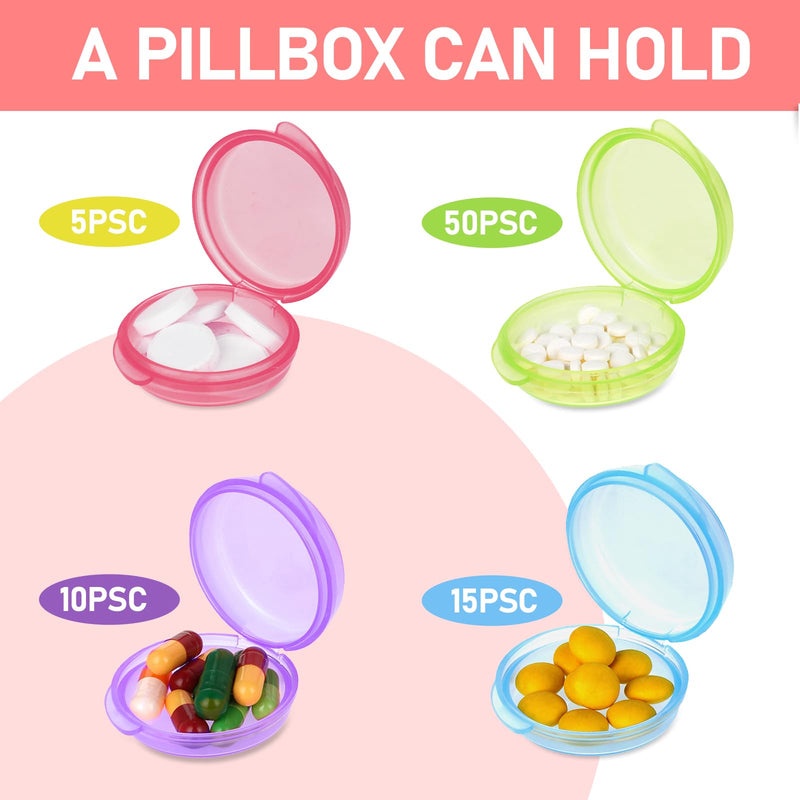 4 Pcs Mini Pill Organizer Small Pill Box Cute Portable Pill Case for Pocket Purse Travel Storage Containers Earplug Case Medicine Dispenser Vitamin Holder(Blue+Pink+Purple+Green) Blue+pink+purple+green