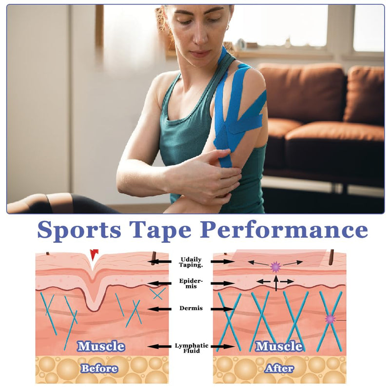 12PCS Kinesiology Tape for Knees with 10PCS Sport Tape Strips, SEILETOO Waterproof & Breathable Elastic Kinesiology Athletic Tape, Sports Support Tape Knee for Muscle Pain Relief and Joint Support