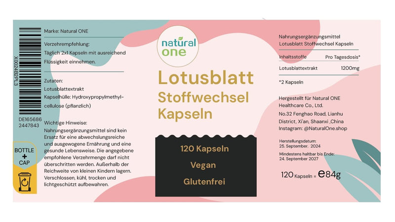 [Australia] - Natural ONE Menopause Lotus Leaf Capsules - 120 vegan capsules (600mg, 20:1 lotus leaf extract), hormone-free & additive-free, laboratory tested in Germany 