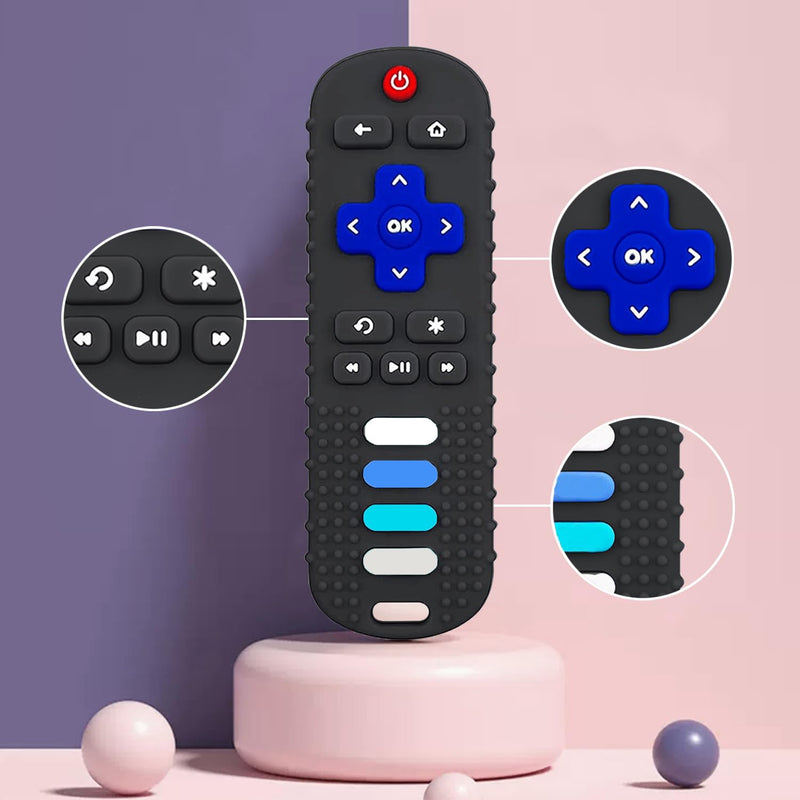 [Australia] - 2-Pack Baby Teething Toys-TV Remote Control Shape Silicone Infants Teething Toys for Babies 0-18 Months,BPA-Free (2packs-Black) 2packs-Black 
