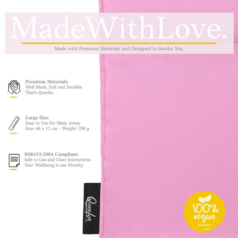 [Australia] - Grain pillow - Microwave heat pillow made of cotton 46 x 12 cm - Soft spelled pillow for pain relief back, neck and shoulder - Wheat and lavender filled - Great gift - Pink 