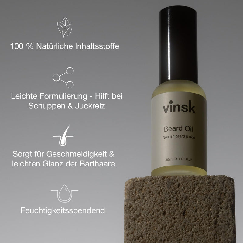 [Australia] - vinsk® Premium Beard Oil Men [30ml] for three-day stubble to full beard | 100% natural beard oil for a soft & radiant beard | Moisturizing Beard Softener I Beard oil for Men 