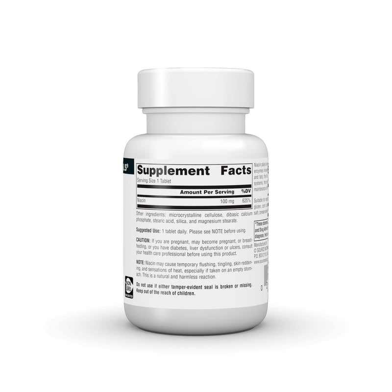Source Naturals Niacin, Vitamin B-3, Non-GMO - 100 mg - 100 Tablets
