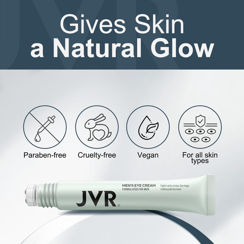 JVR Caffeine Eye Cream and Under Eyes Roller for Dark Circles 20 ml | Smooth away Puffiness, Fine lines, Under-Eyes Bags | Eye serum, Vitamin C, Hyaluronic acid