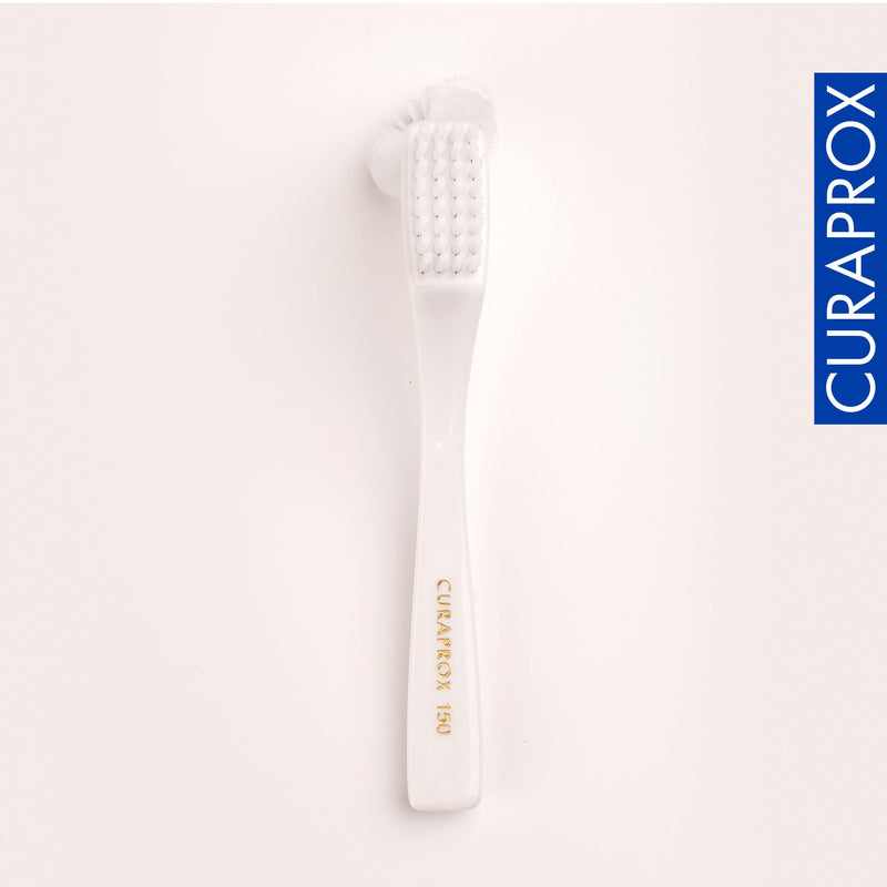 Curaprox BDC Denture Cleaning Brush – for Gentle & Thorough Denture Care | Omega Brush Design for Hard-to-Reach Areas | Ergonomic Handle, Mint | Engineered in Switzerland