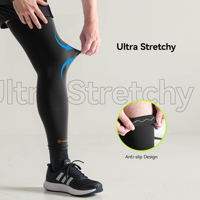 Copper Leg Compression Sleeve for Men & Women [360° Full Compression & Copper Infused] Knee Stabilizer Brace for Meniscus Tear, ACL, MCL, Arthritis & Joint Pain Relief, Calf & Thigh Support for Running Black S/M