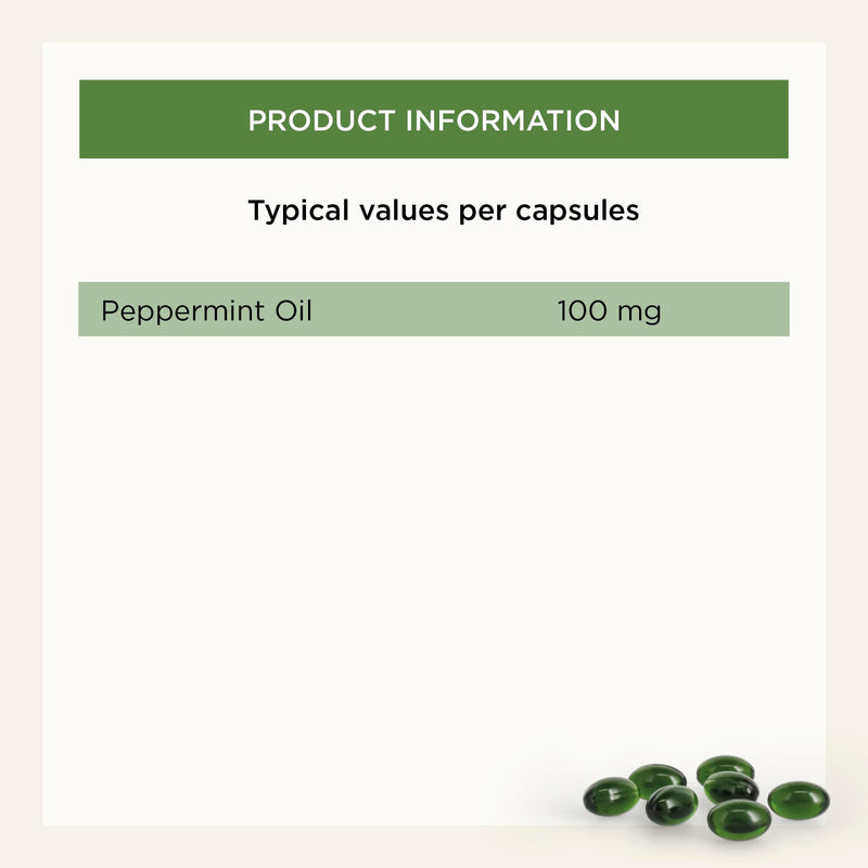 Healthspan High Strength Peppermint Oil 100mg (180 Capsules) | Helps to Support a Healthy Digestion | One-A-Day & Easy to Swallow Capsule | Vegan