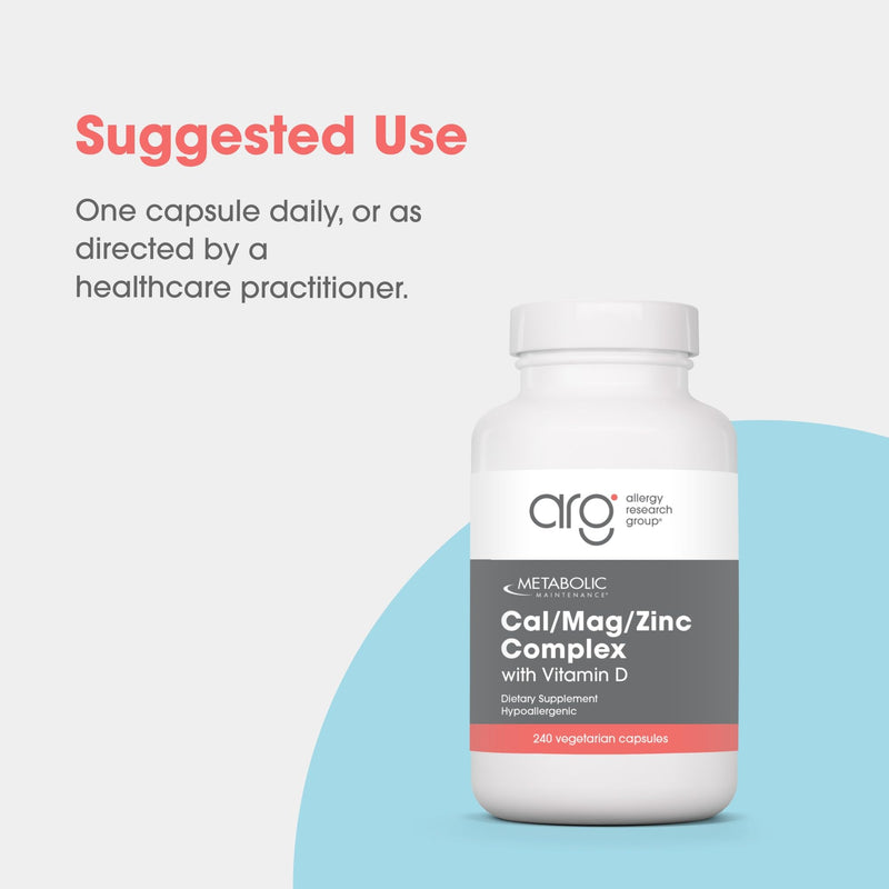 Metabolic Maintenance Cal Mag Zinc with Vitamin D, 240 Capsules | Calcium Magnesium Zinc with Vitamin D for Bone Density and Mineral Balance, High Absorption, Hypoallergenic