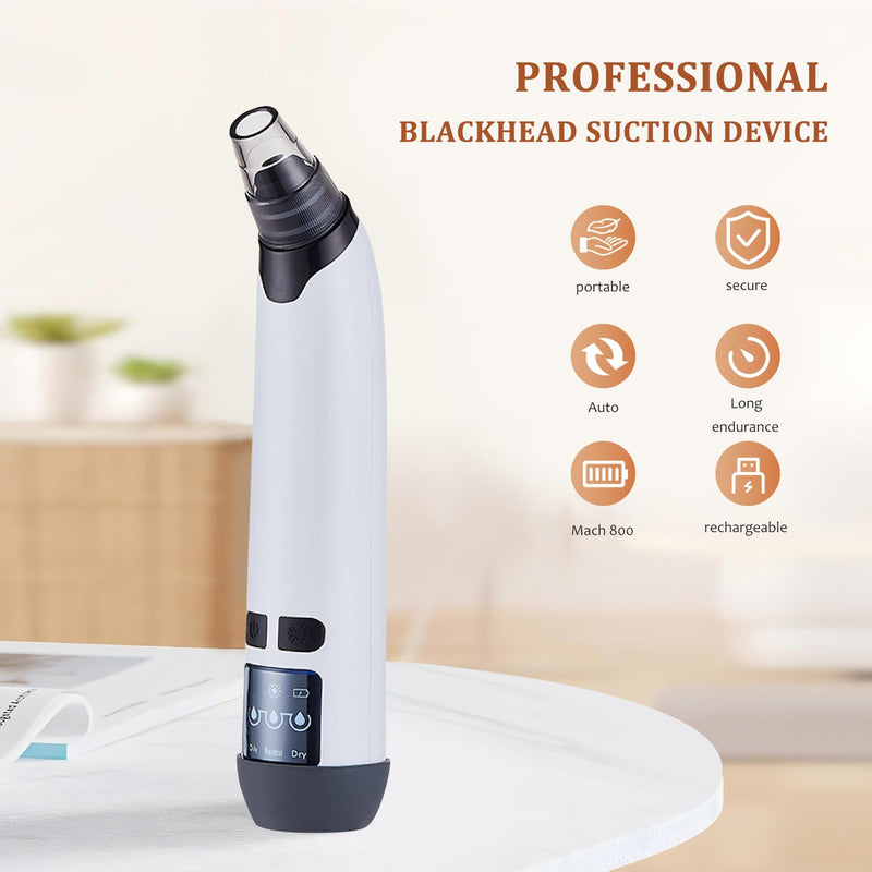 Blackhead Remover Vacuum - Powerful Pore Vacuum for Cleansing, Blackhead Extractor with 3 Adjustable Suction Levels, 4 Blackhead Removal Tools, USB Rechargeable，Suitable for Women and Men