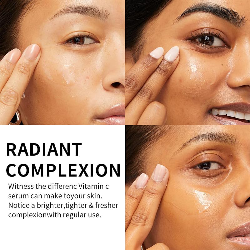 Vitamin C Serum For Face – Anti Aging Formula with Vitamin C, Hyaluronic Acid, Vitamin E – Brightening Serum – Improve Appearance of Dark Spots, Tone, Fine Lines & Wrinkles, Orange 1.69 Fl Oz (Pack of 1)