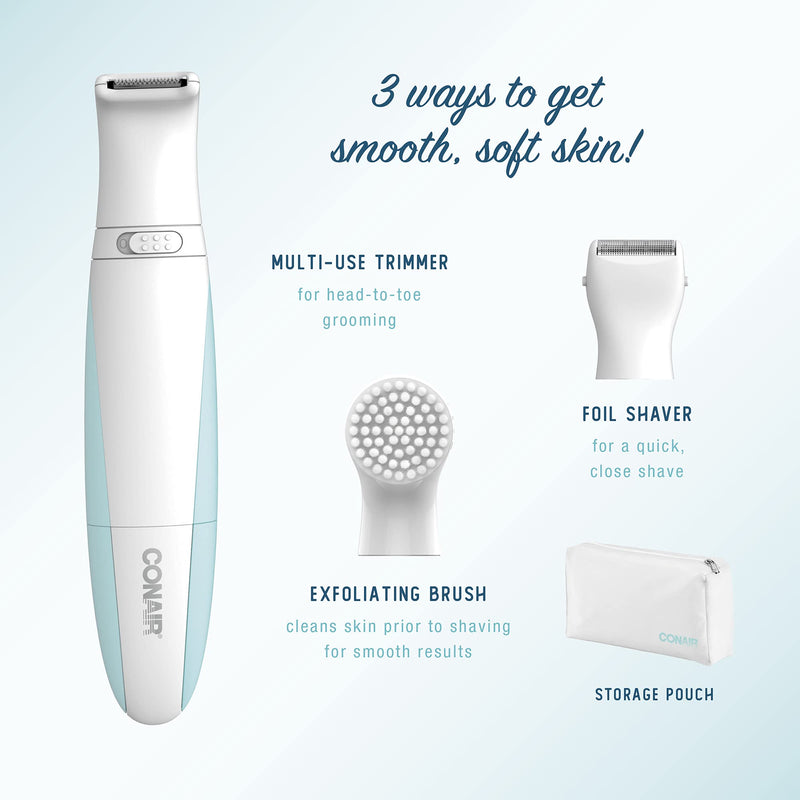 [Australia] - Conair Ladies All-In-One Personal Groomer, Trimmer, Foil Shaver for Women and Exfoliating Brush Original 