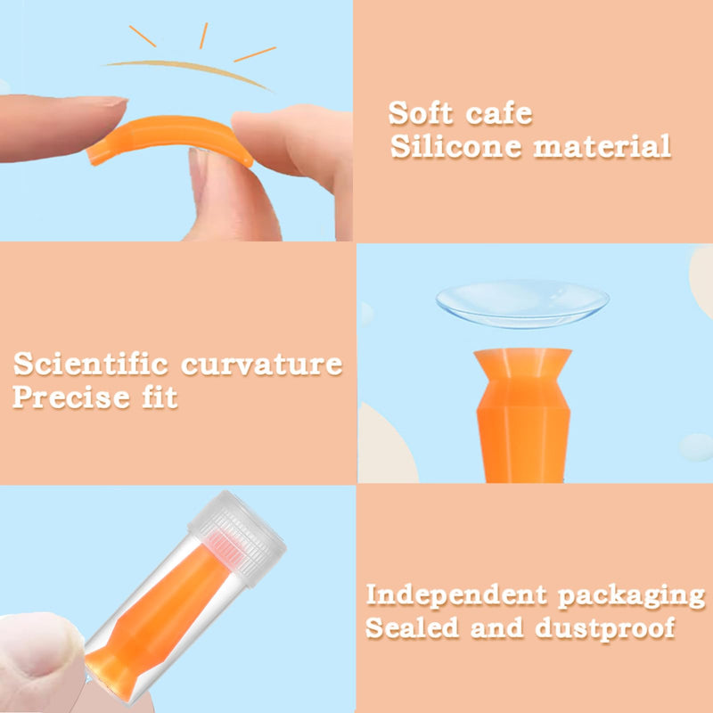 [Australia] - 8 Pack Scleral Lens Inserter Tool, Ventless Contacts Inserter Applicator for Hard Contact Lenses, RGP & Prosthetic Eyes, Individual Container, Safely, Comfortably, Orange 8 