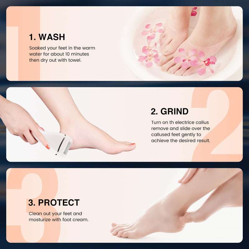 [Australia] - Electric Foot Callus Remover, Rechargeable Portable Electronic Foot File Pedicure Kits, 3 Roller Heads, 3 Speed, Battery Display for Remove Cracked Heels Calluses and Dead SkinÔºàBCM-1852Ôºâ 
