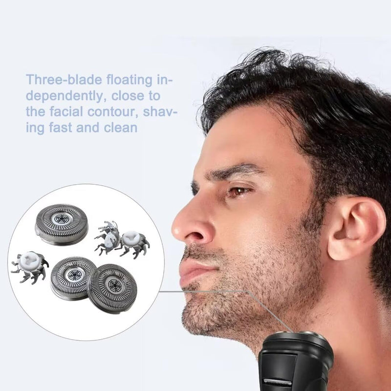 3Pcs Replacement Stainless Steel Shaver Shaving Head Blade Cutters with Clean Brush Compatible with SW-S7105 Electric Shaver Men’s Rotary Shaver Shaver Head Blades