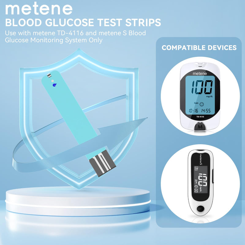 Metene TD-4116 Blood Glucose Test Strips, 300 Count Test Strips for Diabetes, Use with metene TD-4116 and metene S Blood Glucose Monitor Only(No Monitor) 1 Count (Pack of 300)