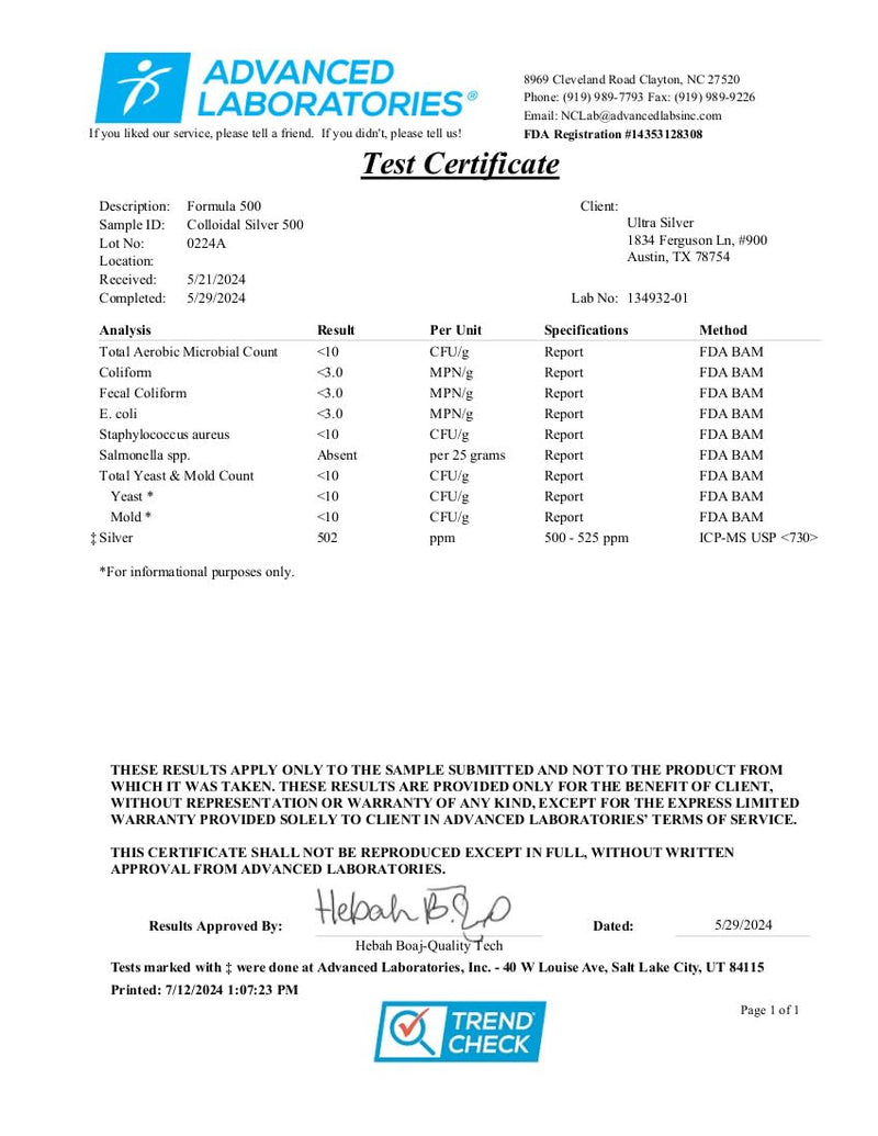 [Australia] - Ultra Silver Colloidal Silver | 500 PPM | 4 Ounce | Fine Mist Spray 