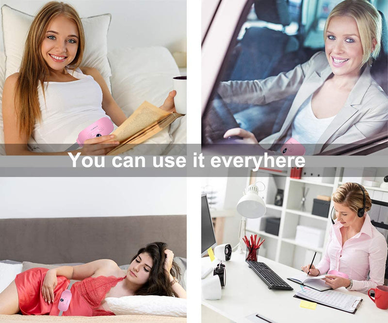 [Australia] - Portable Cordless Heating Pad, Electric Waist Belt Device, Fast Heating Pad with 3 Heat Levels and 3 Massage Modes, Back or Belly Heating Pad, Gifts for Her, Women and Girl Pink 